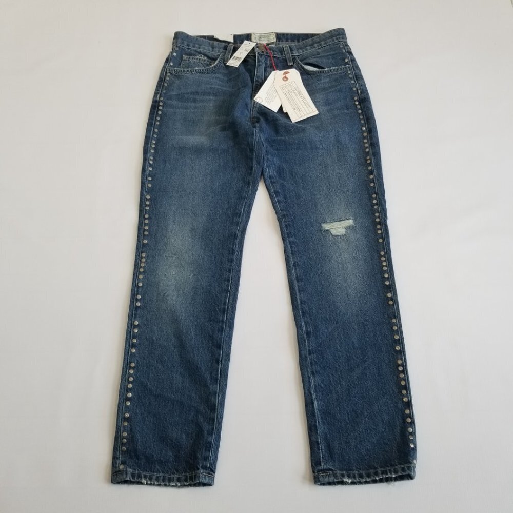 CURRENT Elliott The Fling Studded Jeans Boyfriend Fit Size 26 Waist 29.5-30 New